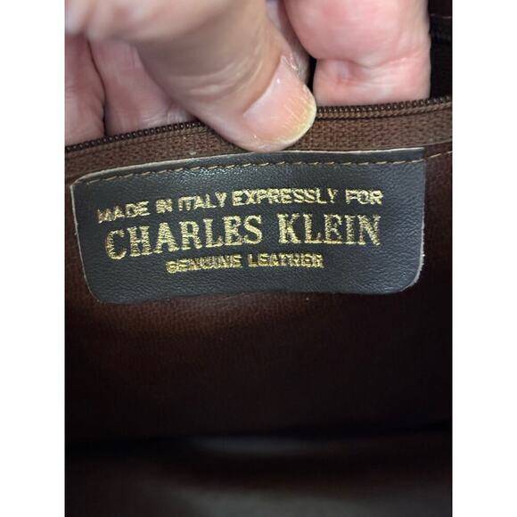 Charles Klein brown shoulder bag, embossed leather, classic, everyday, simple - Picture 6 of 6